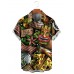 Men's Cartoon Doodle Hawaiian Print Short Sleeve Shirt