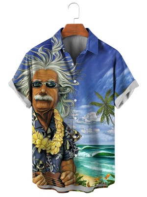 Men's Fun Hawaiian Surf Art Short Sleeve Shirt