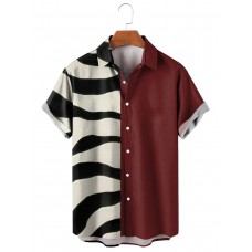 Men's Patchwork Zebra Print Shirt 43731428X