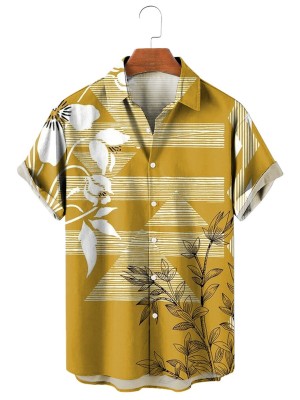 Men's Striped Geometric Print Shirt  98373249X