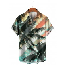 Men's Palm Stripe Print Shirt 57509228X