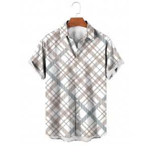 Scottish Plaid Print Casual Short Sleeve Shirt