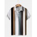 Men's Simple Striped Contrast Polo Shirt